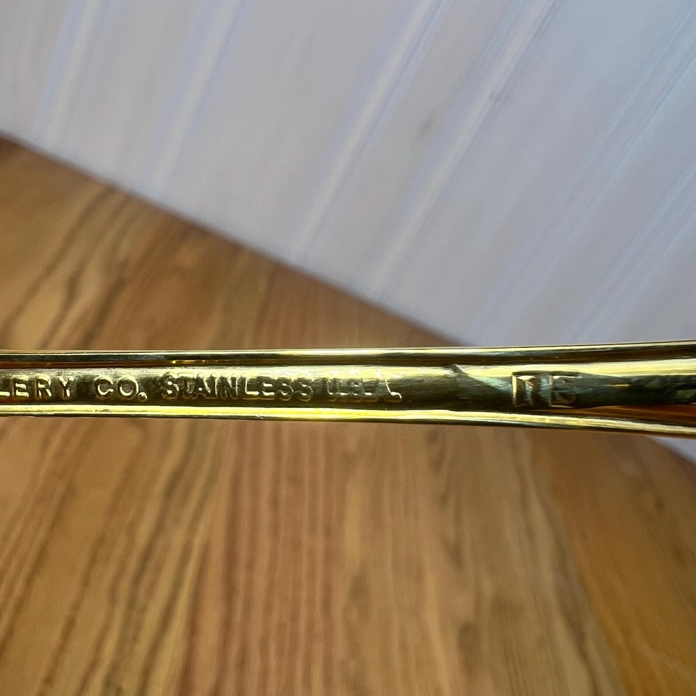 Vintage Rogers Cutlery Gold Tone Teaspoons Set of 8 Stainless USA Flatware - Picture 7 of 8
